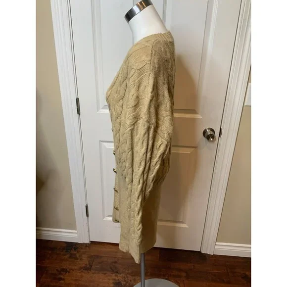retrofete Tala Tan Mini Wool Blend Sweater Dress Gold Buttons, Size Small - gpuawards.gm retrofete Tala Tan Mini Wool Blend Sweater Dress Gold Buttons, Size Small - gpuawards.gm